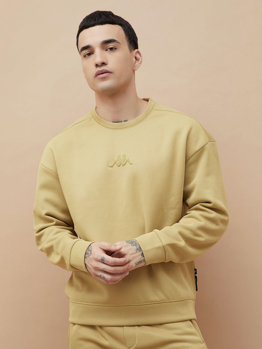 Kappa Men Self Design Round Neck Long Sleeve Sweatshirt