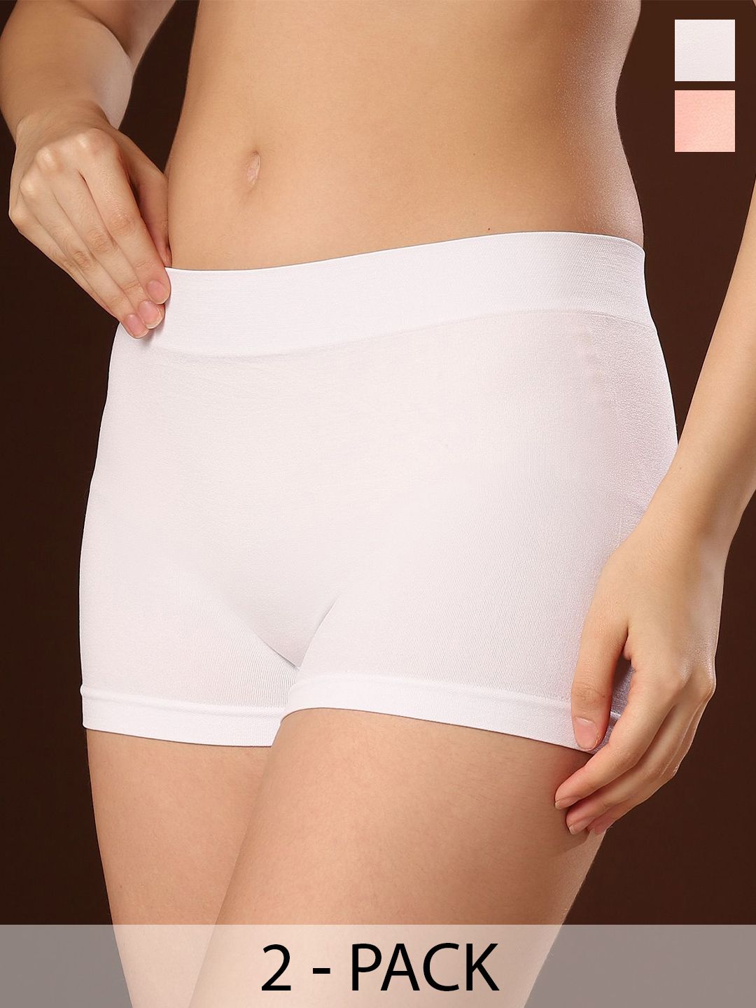 PAAVKI Women Pack of 2 Mid-Rise Boy Shorts Briefs