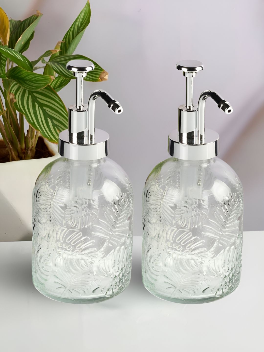 Kookee Transparent 2 Piece Abstract Glass Soap Dispenser