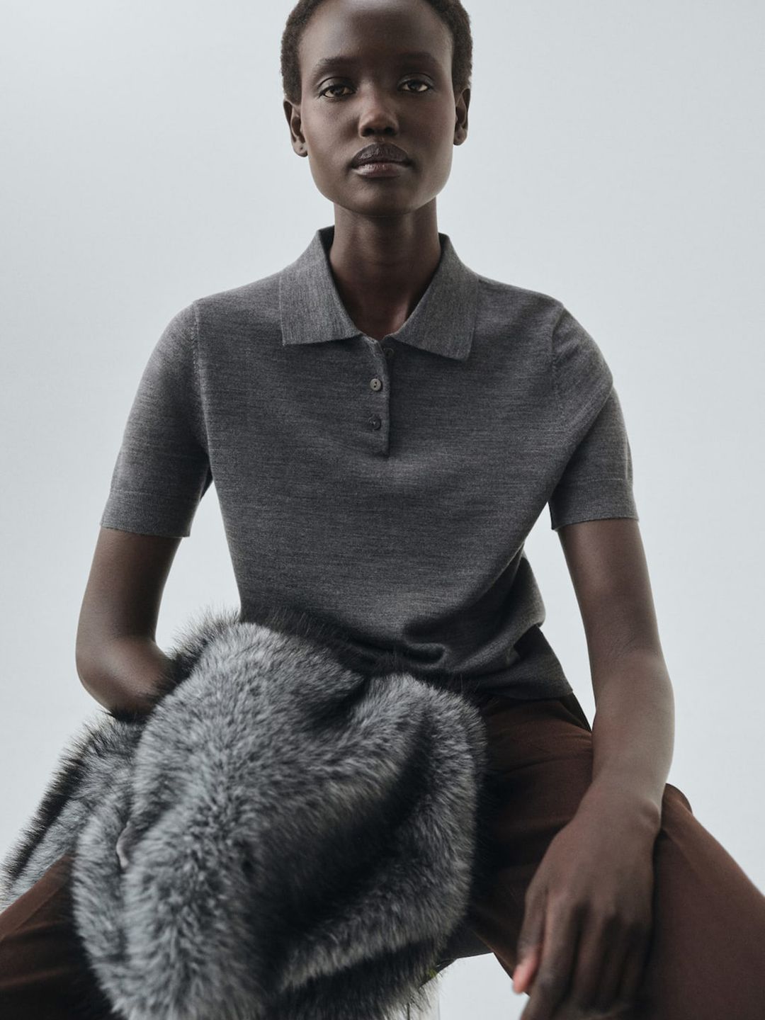 Pure Wool Polo Collar T-shirt