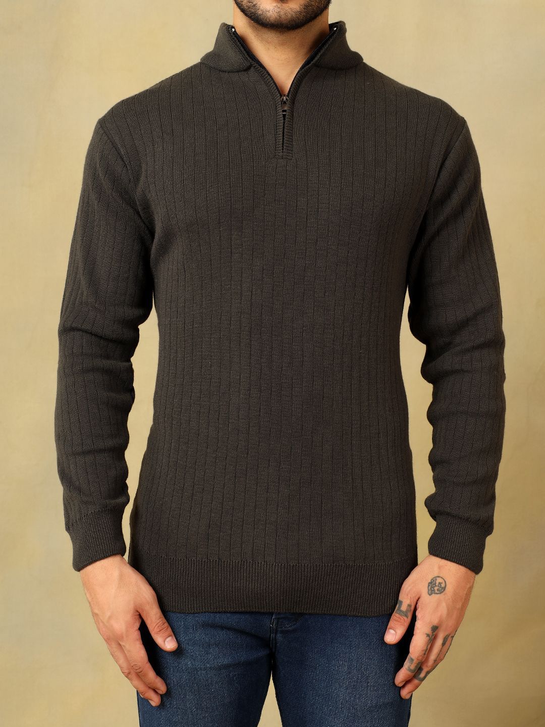 Buy Voxmonks Men Ribbed Half Zipper Pullover - Sweaters for Men