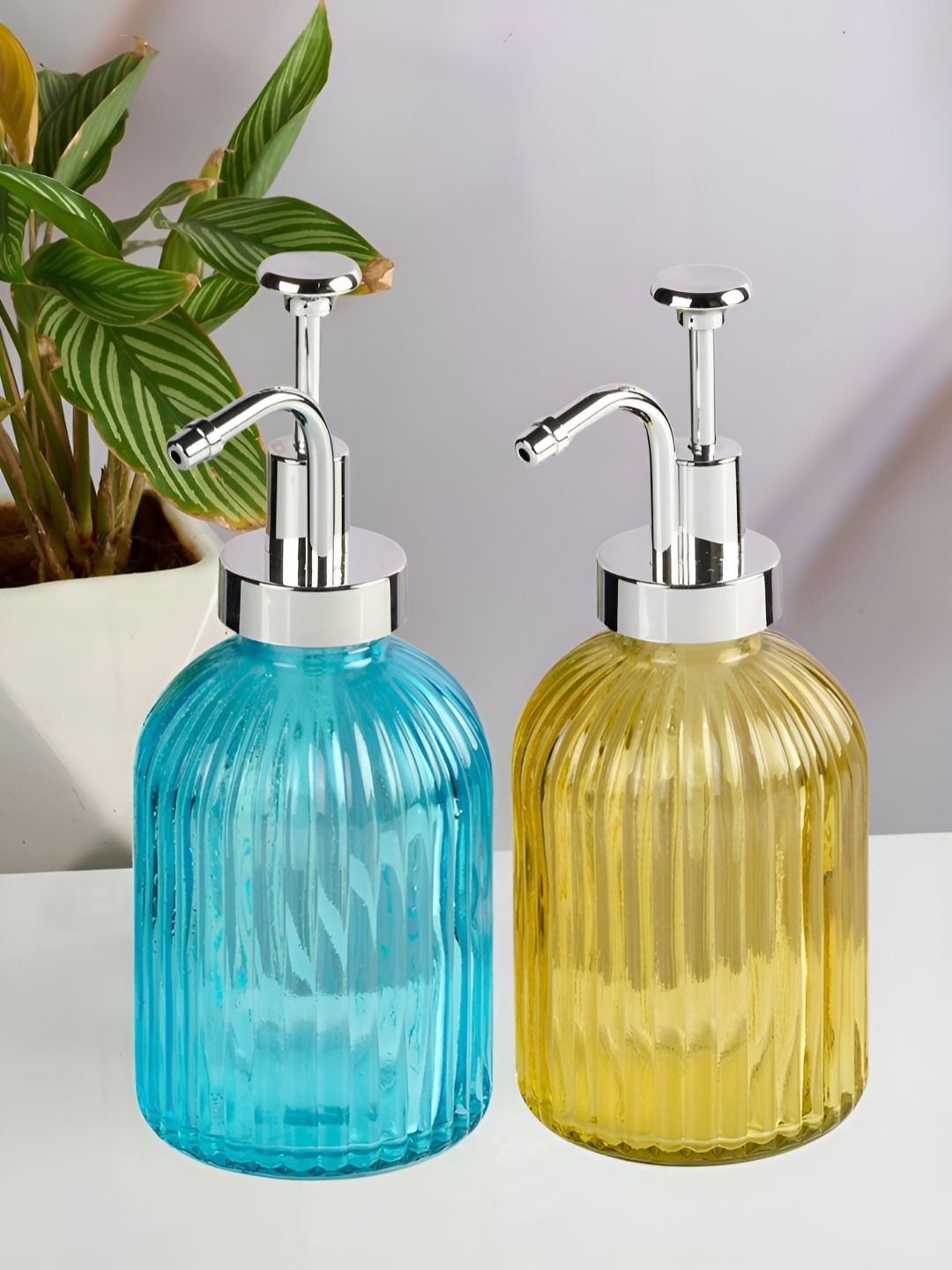 Kookee Blue & Yellow 2 pieces Textured Soap Dispensers  350 ml