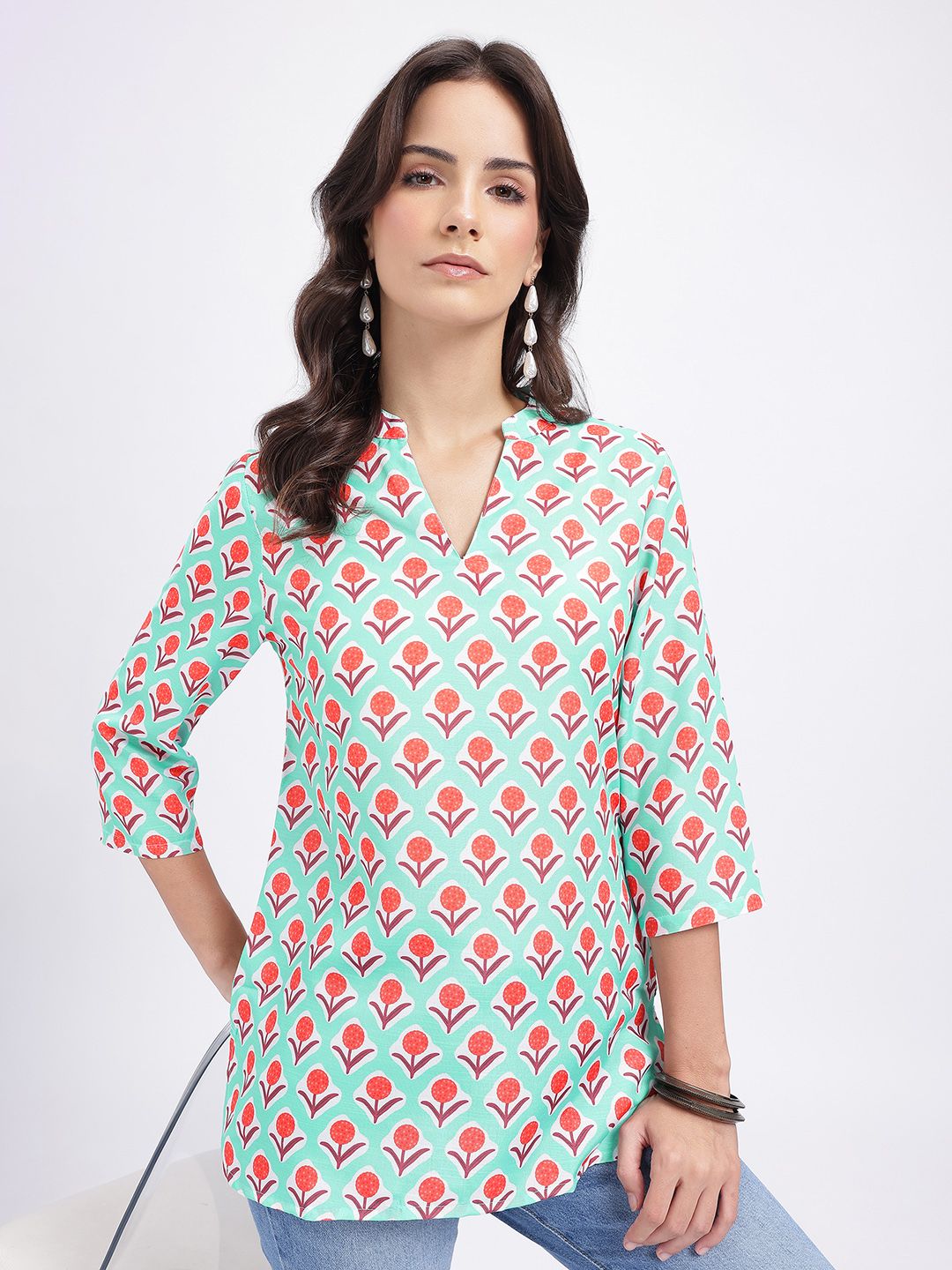 price history - Anouk Rustic Floral Printed Mandarin Collar Straight Kurti