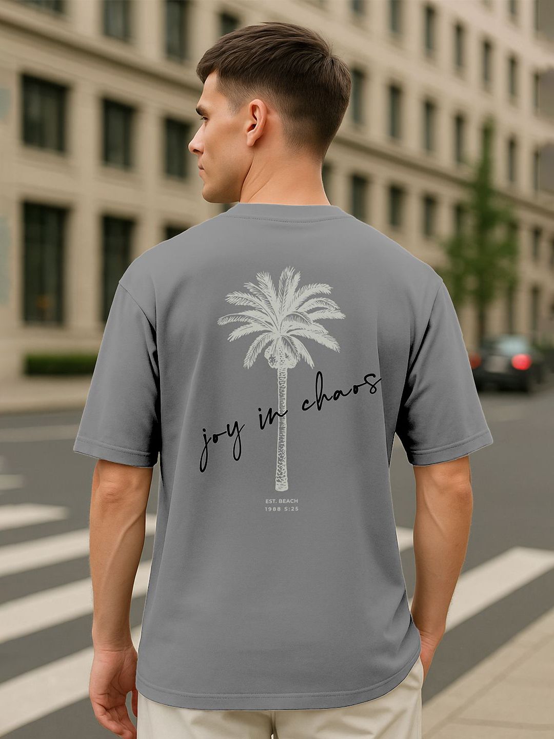NOBERO Men Graphic Printed Round Neck Cotton Oversized T-shirt