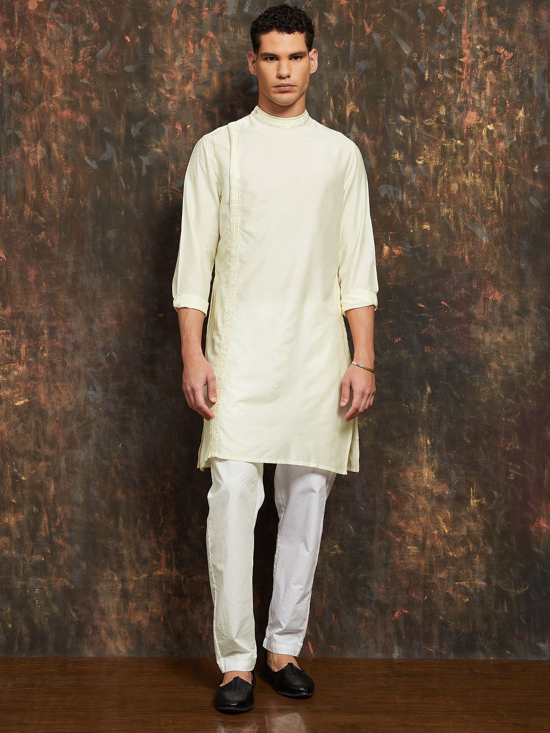 Melange by Lifestyle Embellished Angrakha Sequinned Straight Kurta
