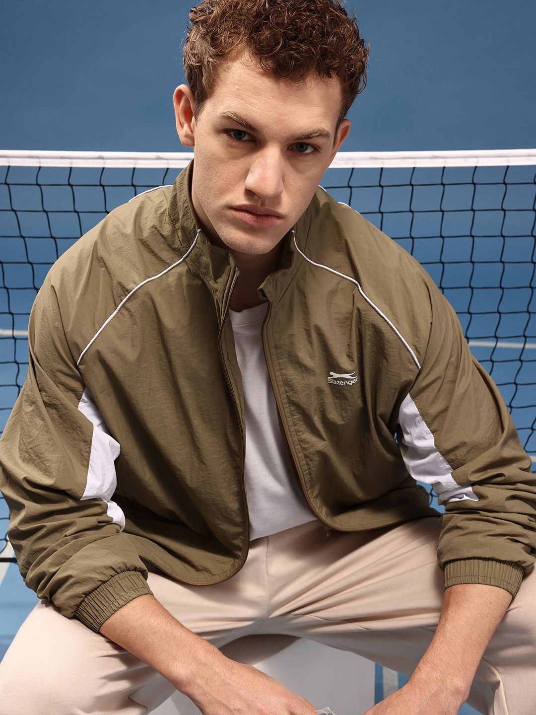 Slazenger Mock Collar Sporty Oversized Jacket