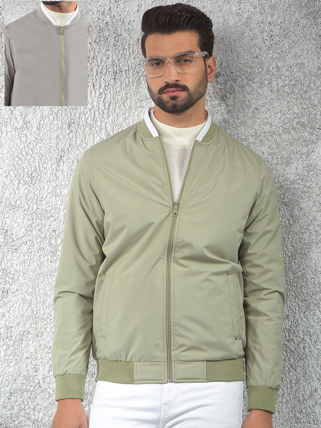 Crimsoune Club Stand Collar Reversible Bomber Jacket