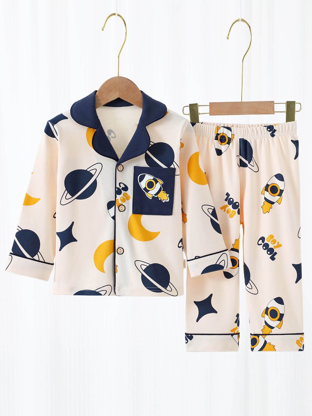 Little Surprise Box LLP Unisex Kids Graphic Printed Soft Cotton Night Suit