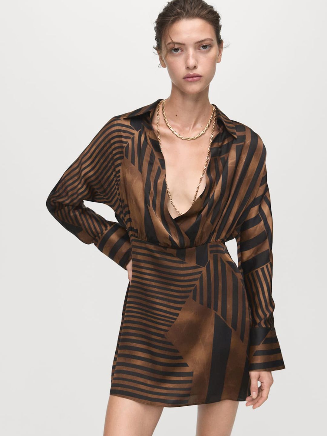 Printed Satin Mini Dress