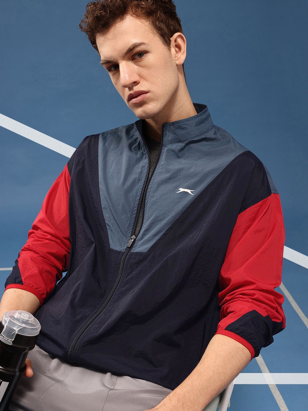Slazenger Men Colourblocked Sporty Oversized Jacket