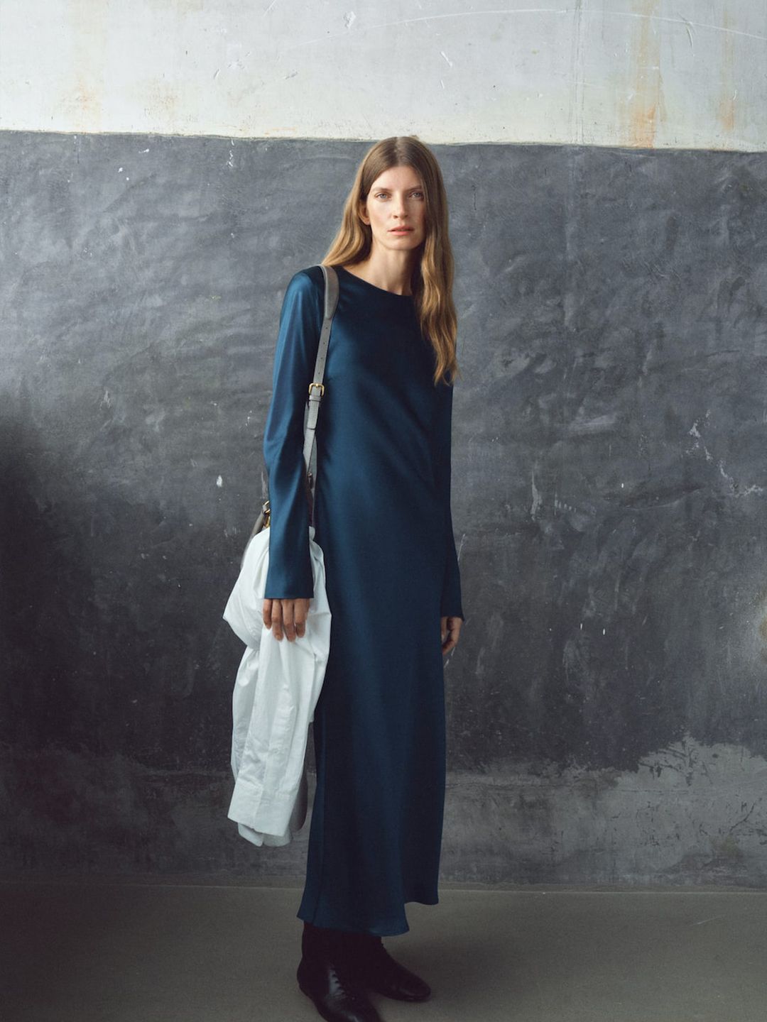 Satin Maxi Dress with Back Slit