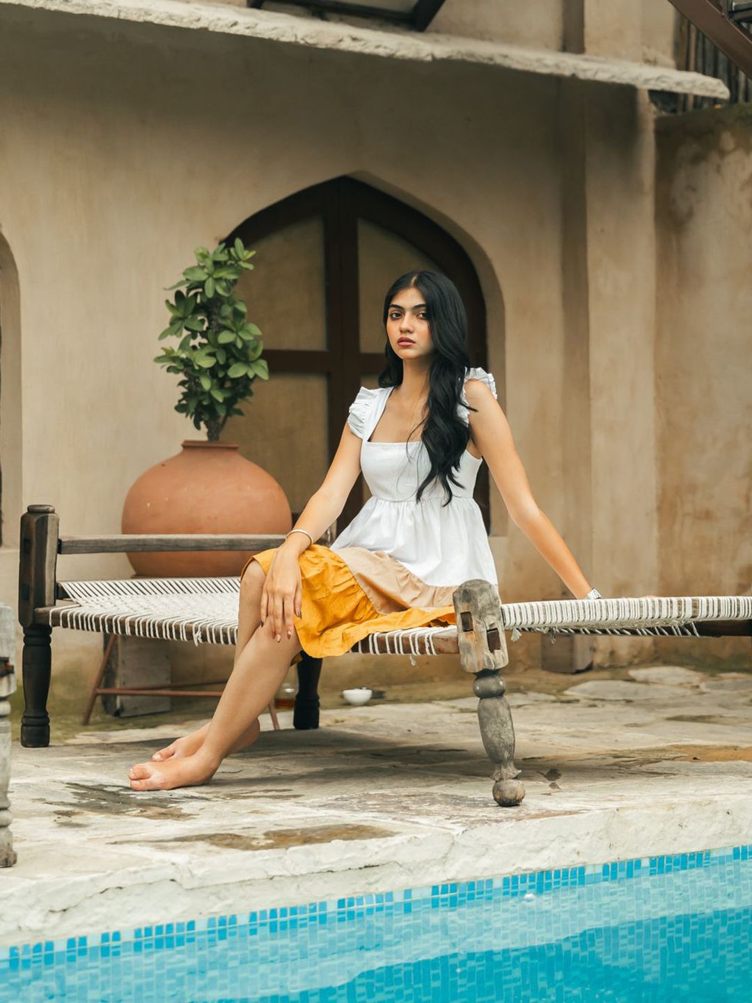 Buy Satnam Handicrafts Women Colourblocked Ruffled A-Line Dress