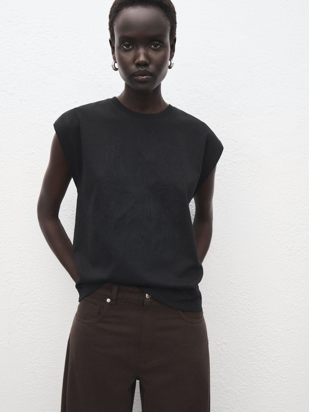 Extended Sleeves Pure Cotton Regular Fit T-shirt
