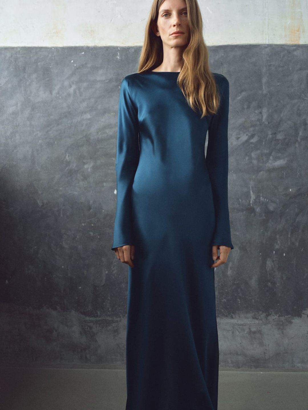 Satin Maxi Dress with Back Slit