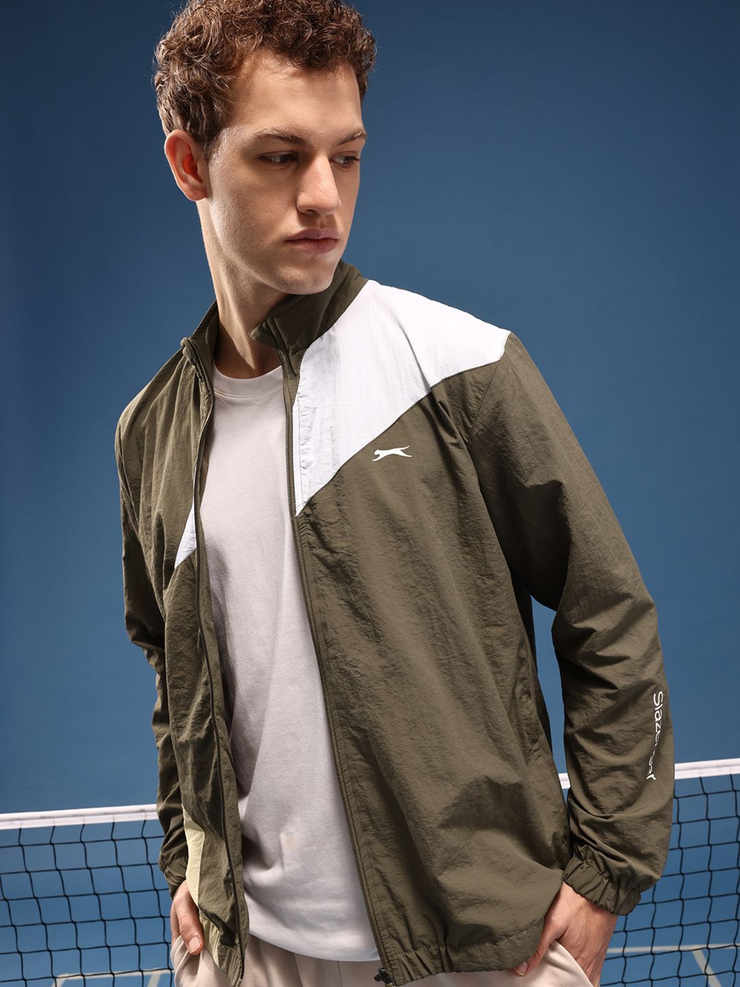 Slazenger Colourblocked Mock Collar Sporty Jacket