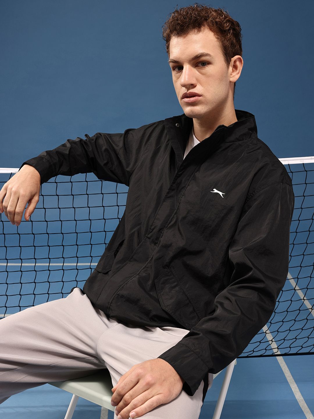 Slazenger Mock Collar Sporty Oversized Jacket