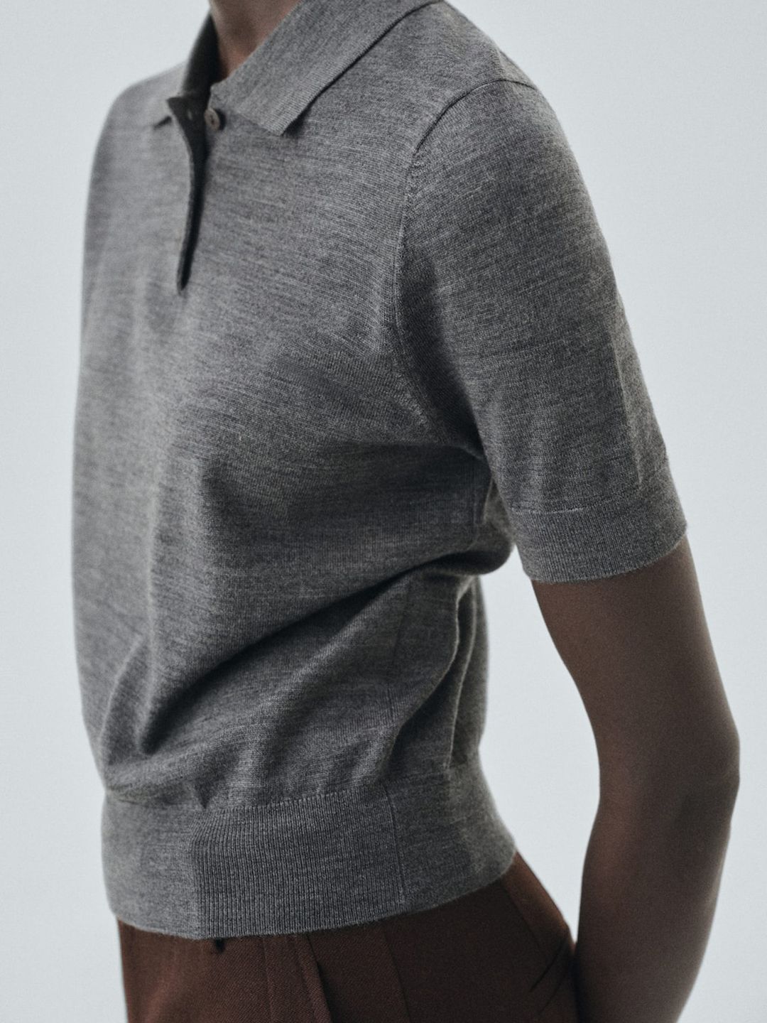 Pure Wool Polo Collar T-shirt