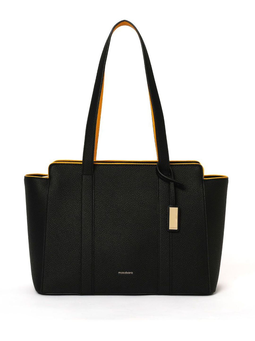 Structured Shoulder Bag MOKOBARA Women The Sunflower Tote Vegan Leather Casual Office Medium Black