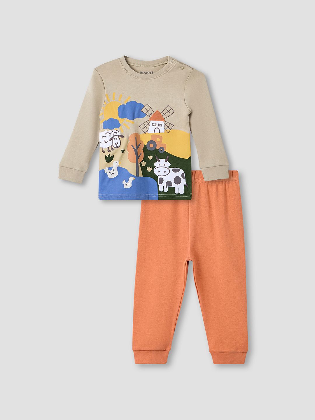 Juniors by Babyshop Boys Printed Long Sleeves Pure Cotton T-shirt With Joggers