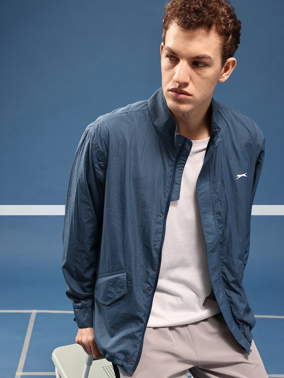 Slazenger Mock Collar Sporty Oversized Jacket