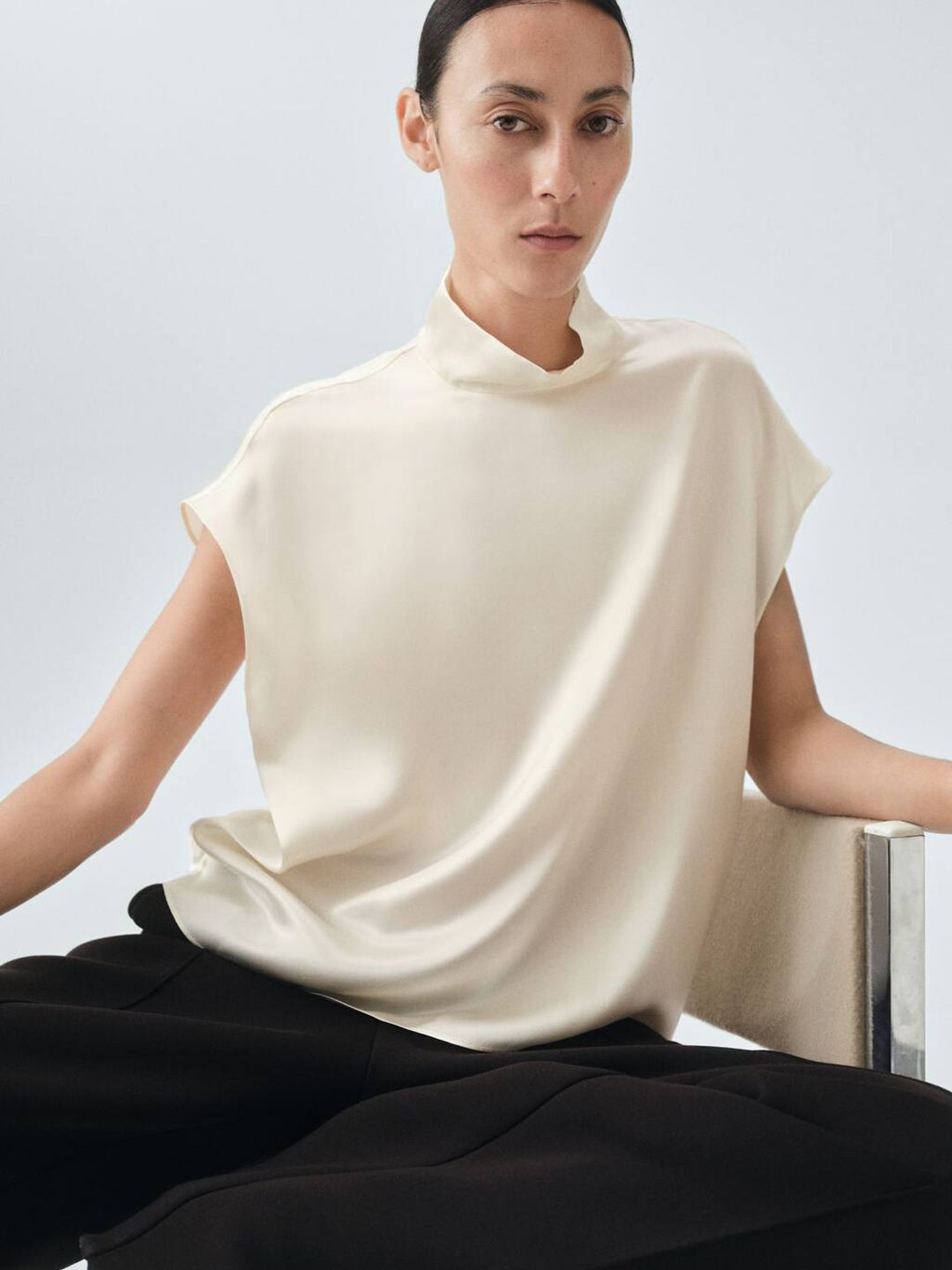 Extended Sleeves Pure Silk Top