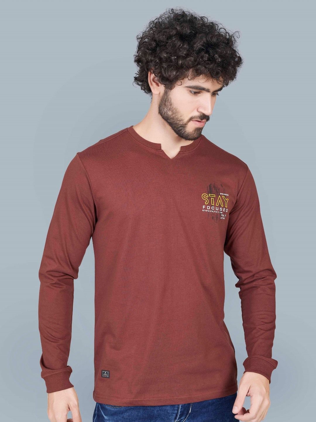 PRORIDERS Men Typography Printed V-Neck Cotton T-shirt