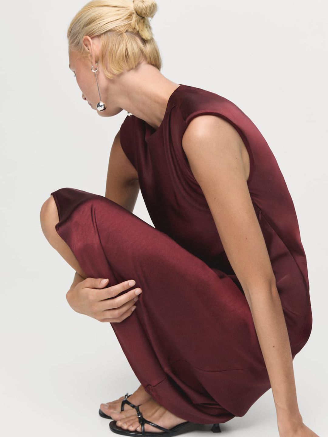 Satin A-Line Midi Dress