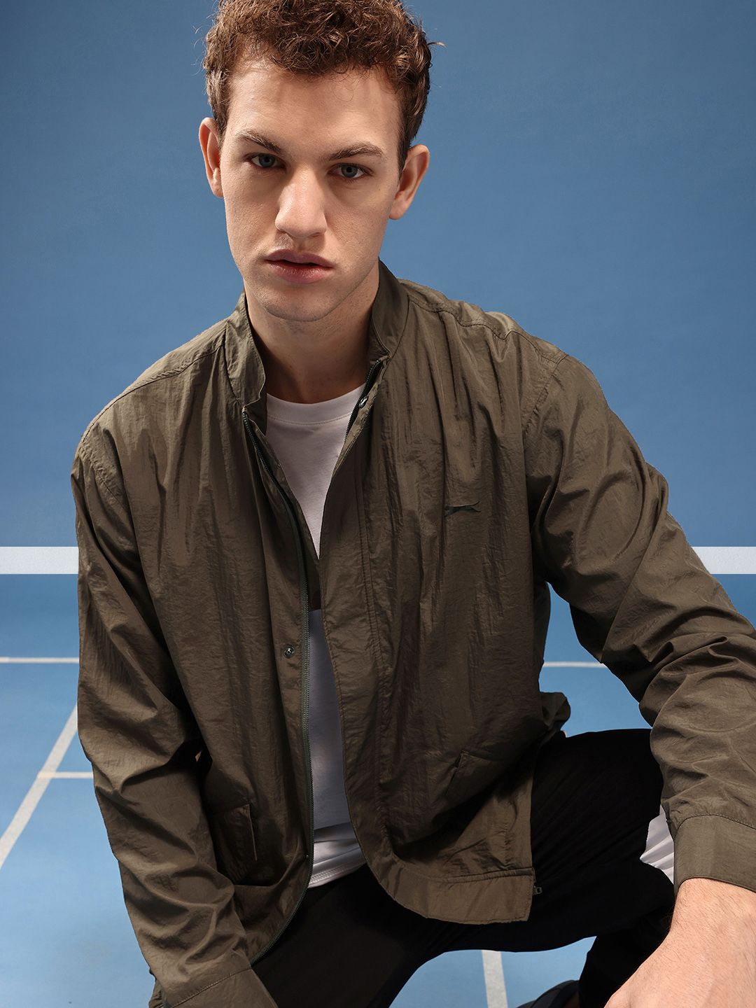 Slazenger Mock Collar Sporty Oversized Jacket