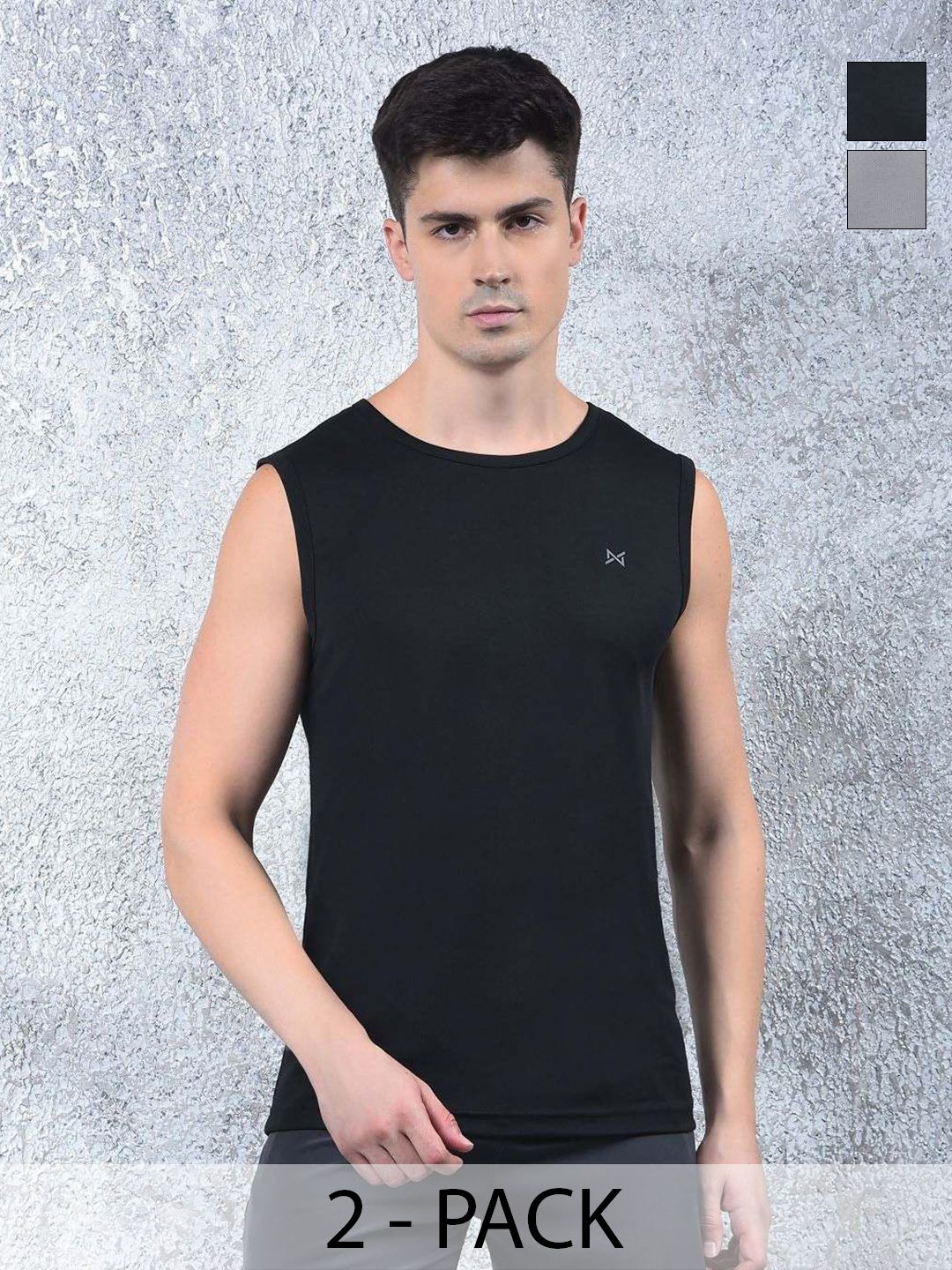 Force NXT Pack of 2 Sleeveless Round Neck Anti Odour Sports T-shirt