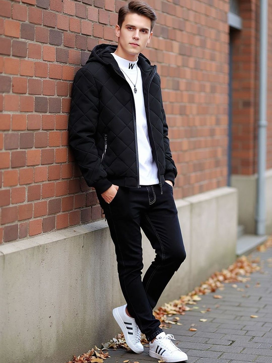 HERE&NOW Men Solid Hooded Quilted Jacket