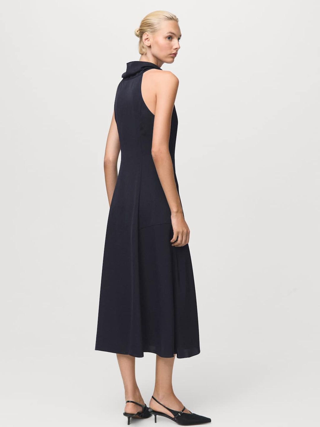 Cowl Neck A-Line Midi Dress