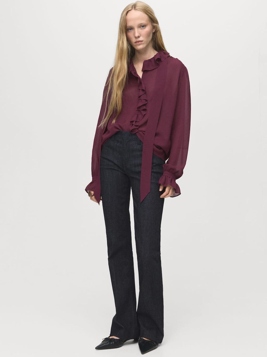 Ruffled Detailed Casual Shirt