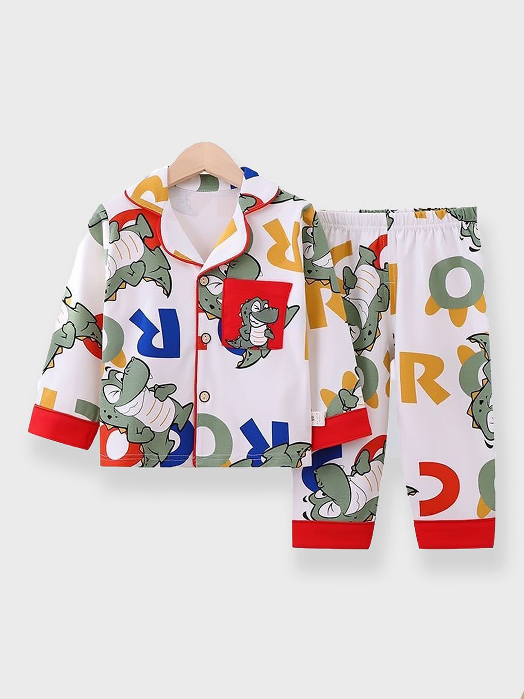 Little Surprise Box LLP Unisex Kids Graphic Printed Soft Cotton Night Suit