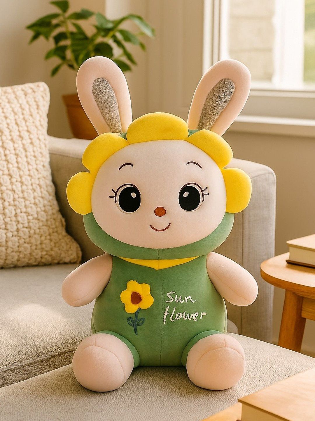 VHE VERA CREATION Plush Bunny Rabbit Stuffed Animal with Sunflower Design