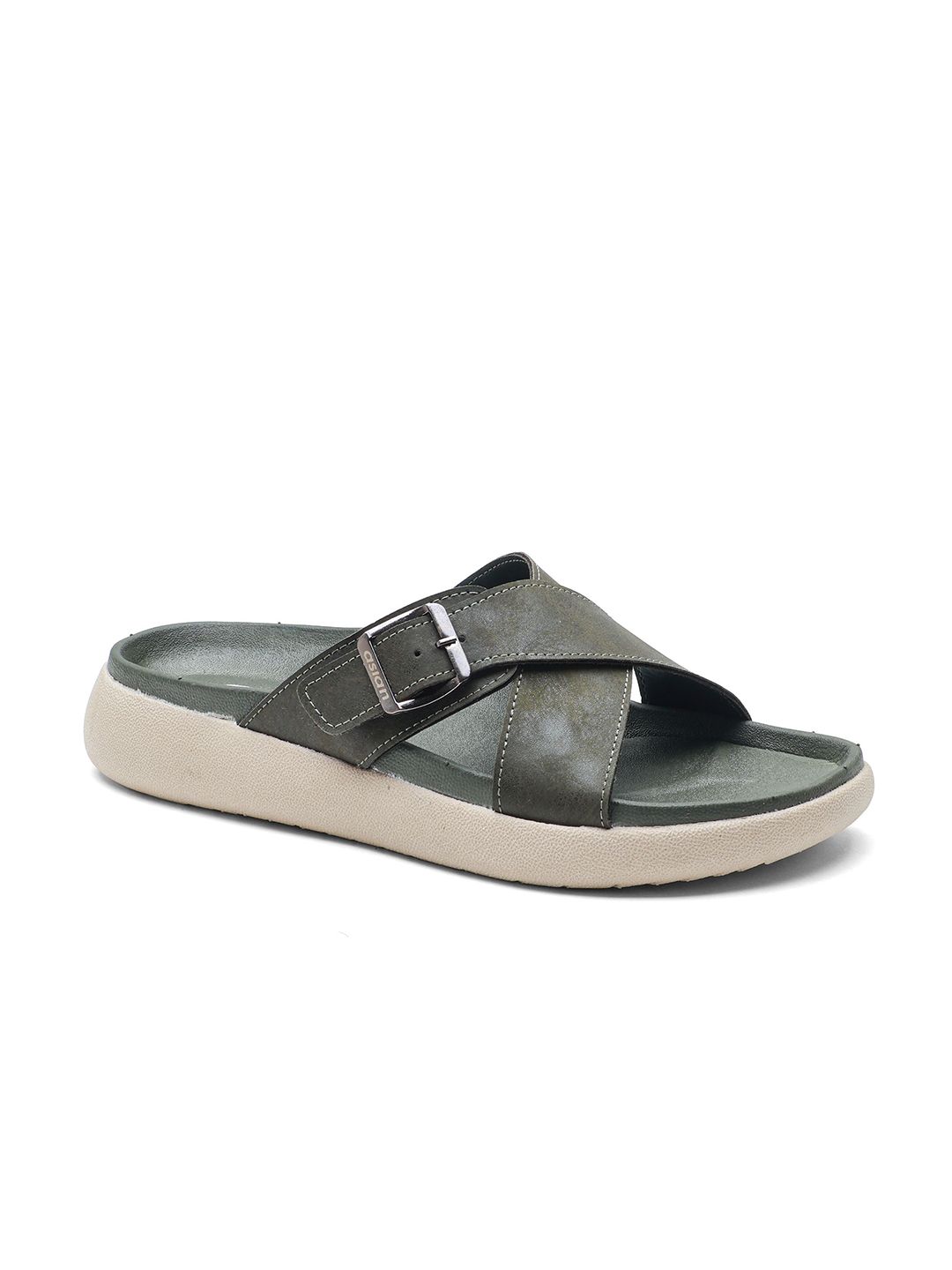 ASIAN Men Solid Stylish Cross-Strap Comfort Sliders Flip Flops