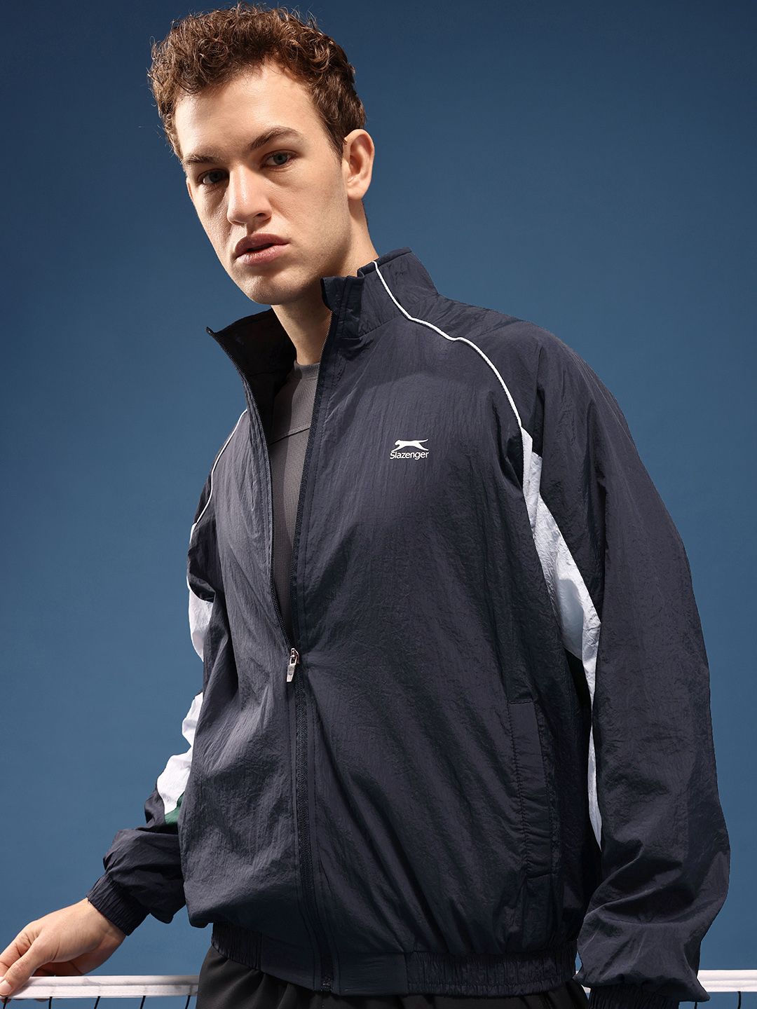 Slazenger Mock Collar Sporty Oversized Jacket