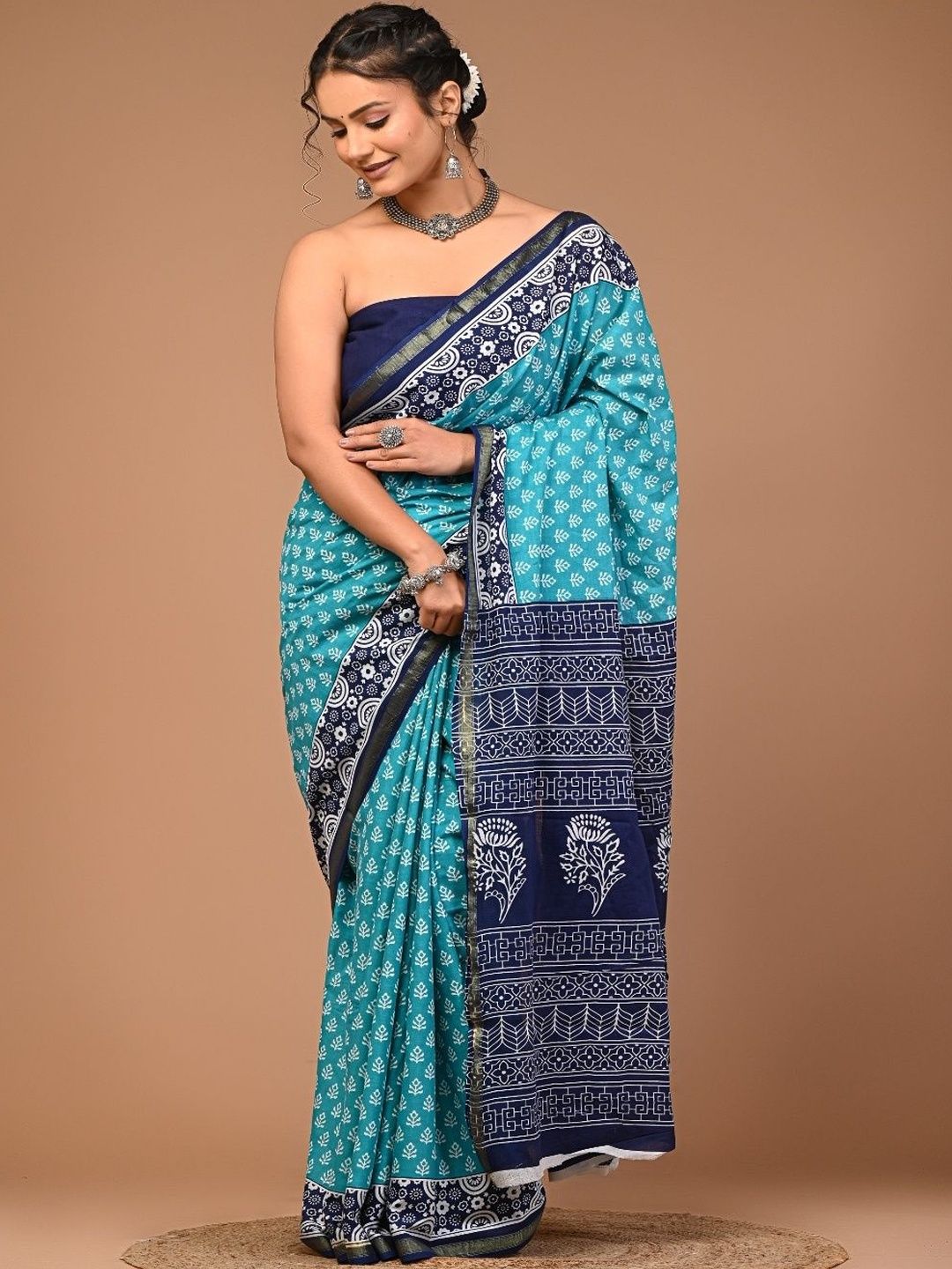 Moda Rapido Ethnic Motifs Zari Pure Cotton Ikat Saree