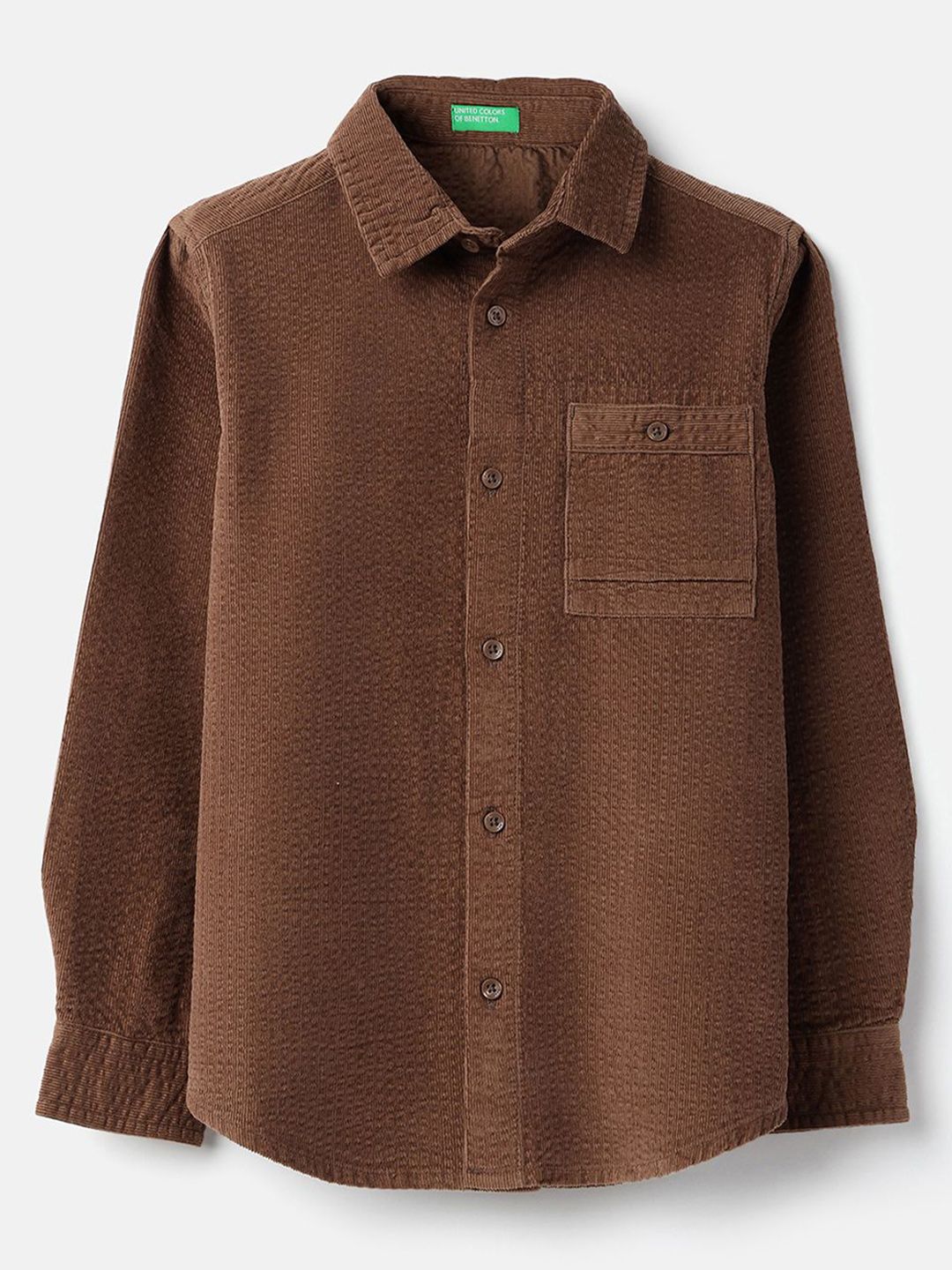 United Colors of Benetton Boys Comfort Spread Collar Textured Cotton Opaque Shirt
