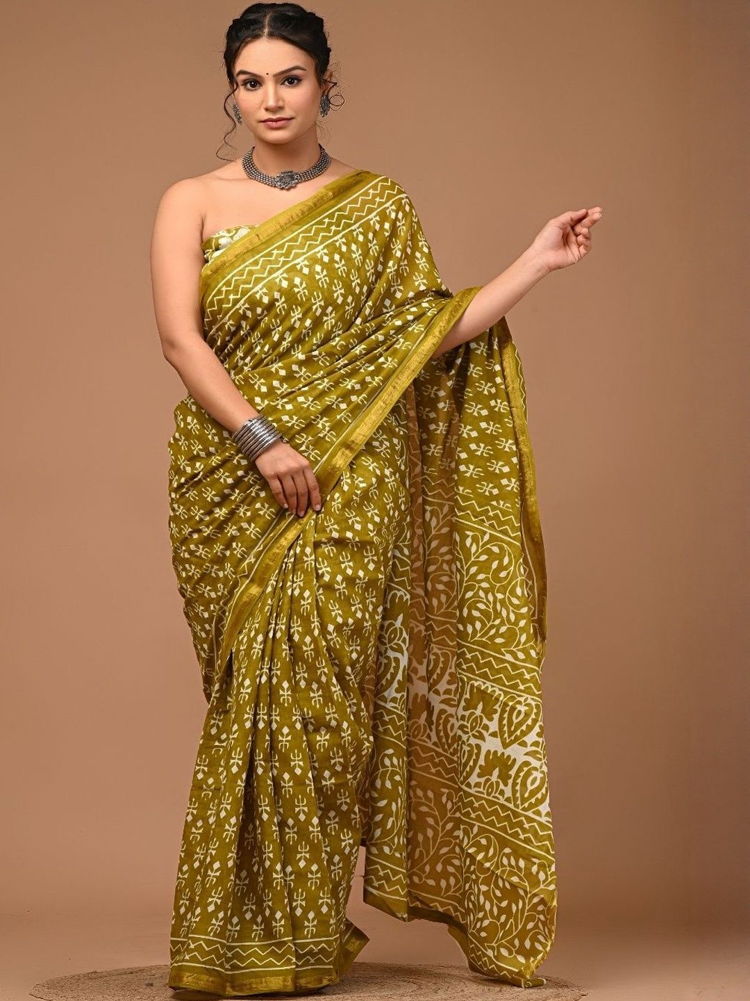Moda Rapido Ethnic Motifs Pure Cotton Ikat Saree