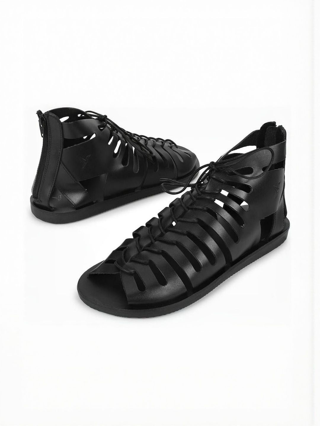 Bizazo Men Black Gladiator Sandals
