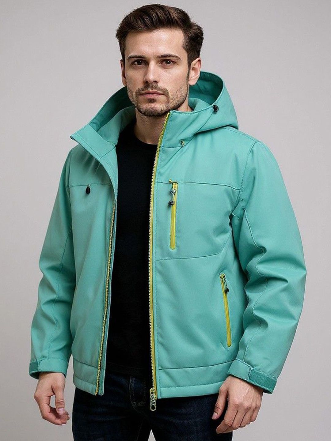 Mast & Harbour Stand Collar Long Sleeves Bomber Jacket