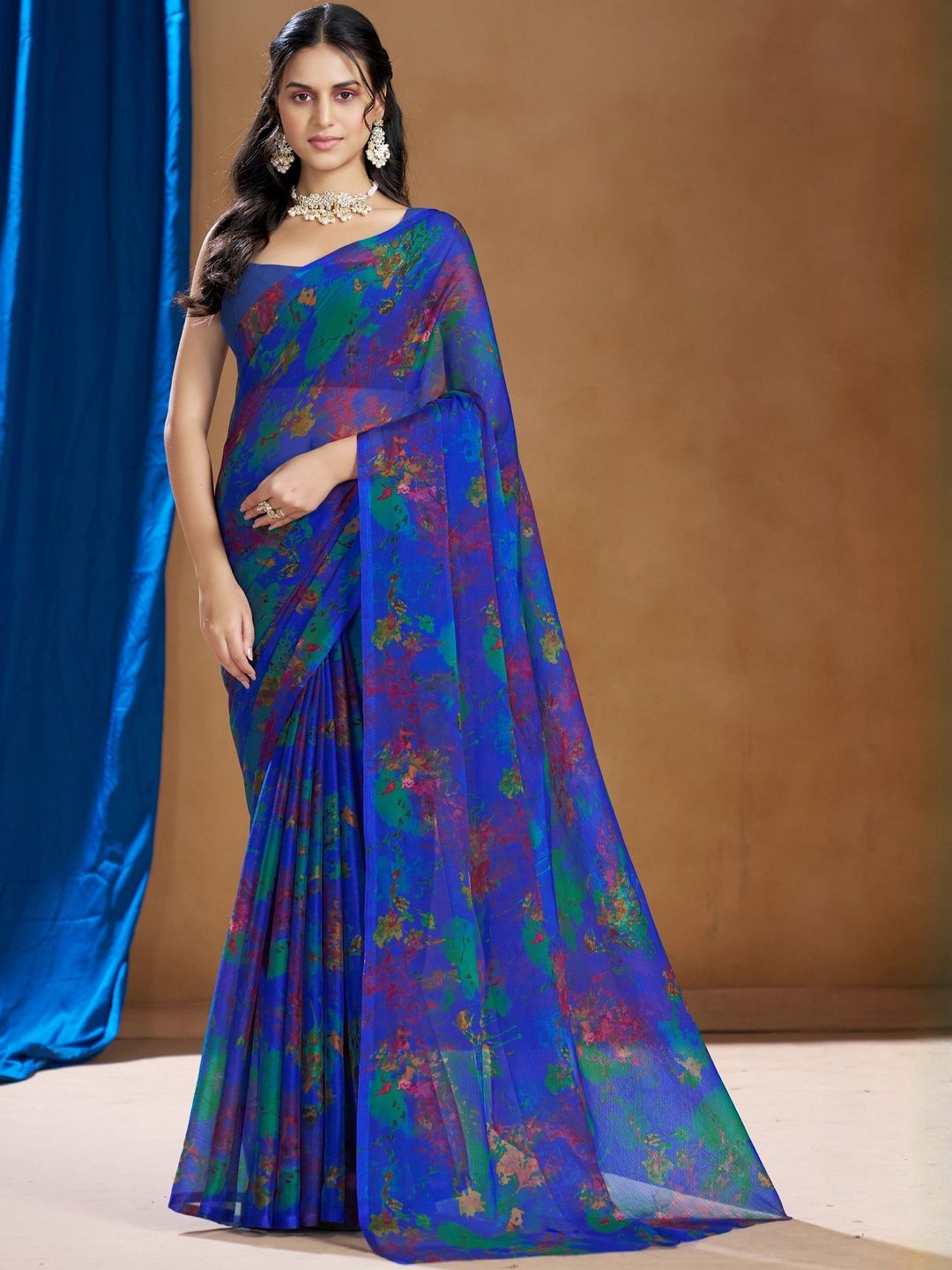Garden Vareli Floral Printed Pure Chiffon Saree