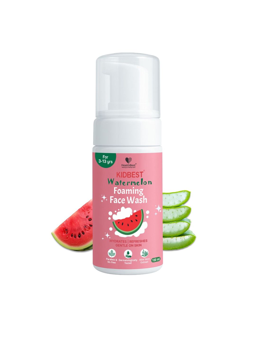 HealthBest Kids Foaming Face Wash Gentle Daily Cleanser Removes Sweat And Dirt - 100ml
