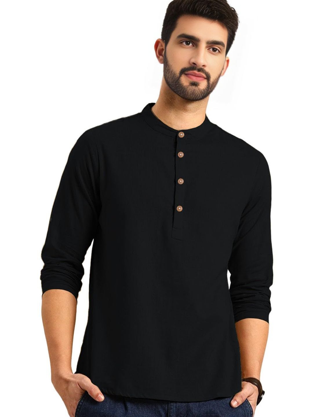 TrendiVastra Men Solid Daily Cotton Straight Kurta