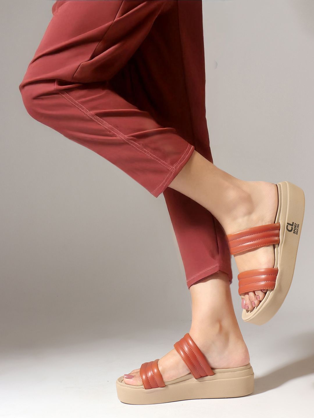Carlton London sports Women Solid Open Toe Flatform Heel Sandals