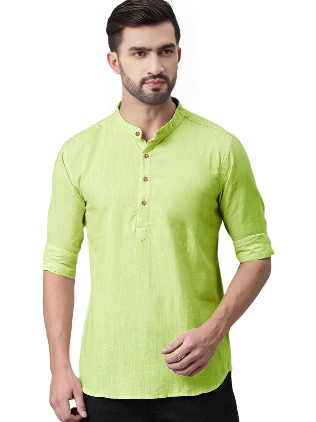 TrendiVastra Mandarin Collar Cotton Pathani Kurta