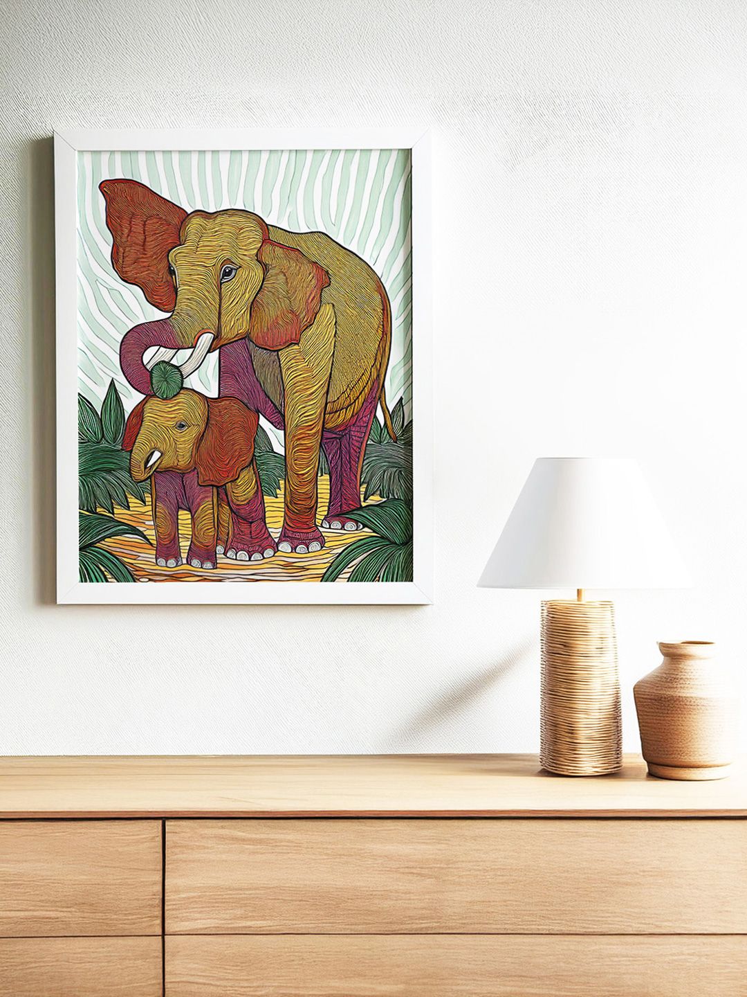 Sassyco Multicoloured Single Piece Canvas Birds and Animals Wall Paintings