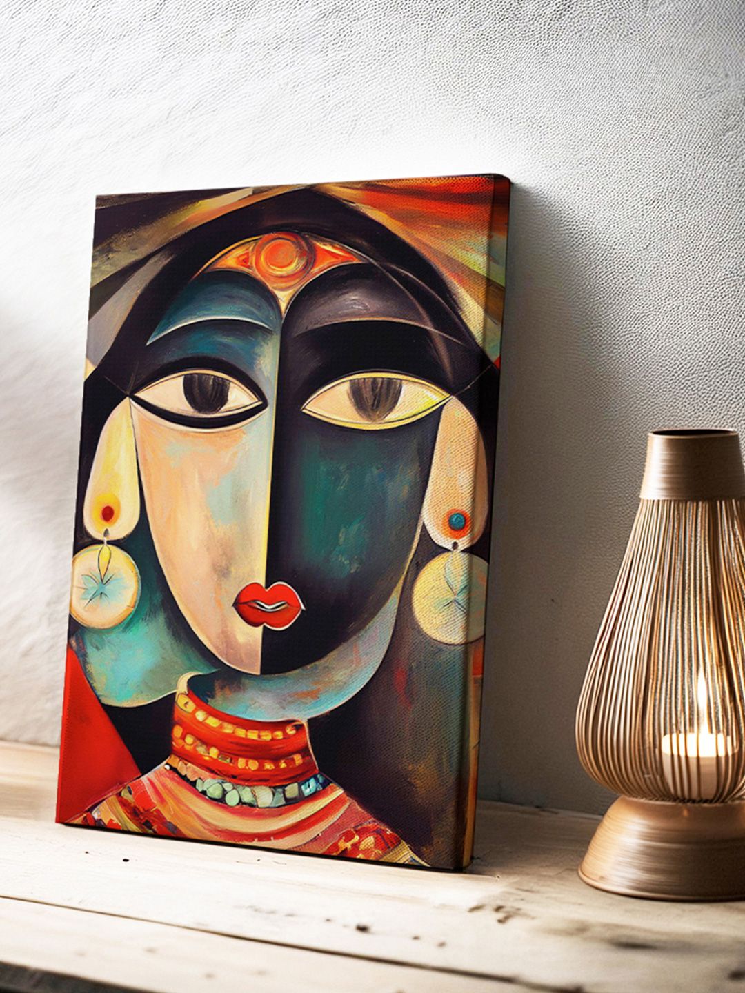 Sassyco Red & Beige Abstract Canvas Painting Modern Wall Art