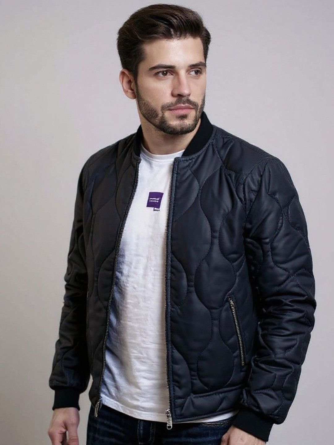 Mast & Harbour Stand Collar Quilted Jacket