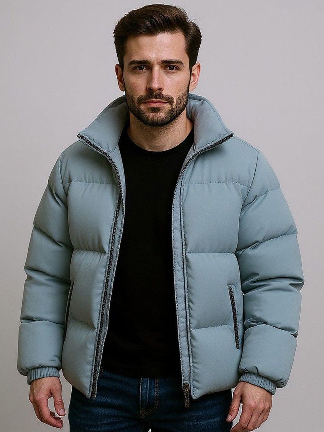 Mast & Harbour  Stand Collar Long Sleeves Padded Jacket